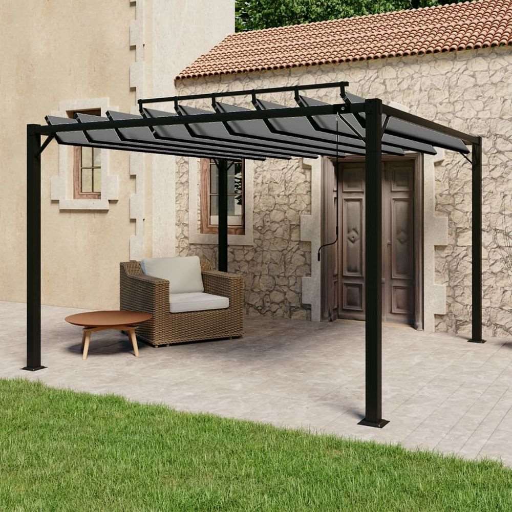 vidaXL Gazebo with Louvered Roof 3x3 m Cream Fabric and Aluminium anthracite vidaXL