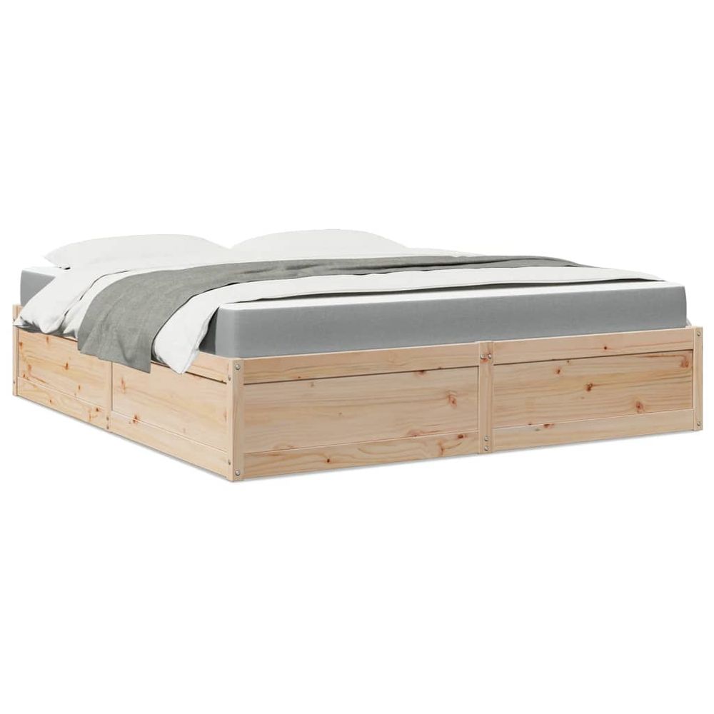 vidaXL Bed with Mattress 180x200 cm Super King Solid Wood Pine vidaXL