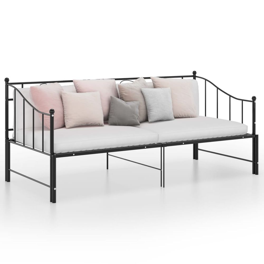 vidaXL Pull-out Sofa Bed Frame Black Metal 90x200 cm vidaXL