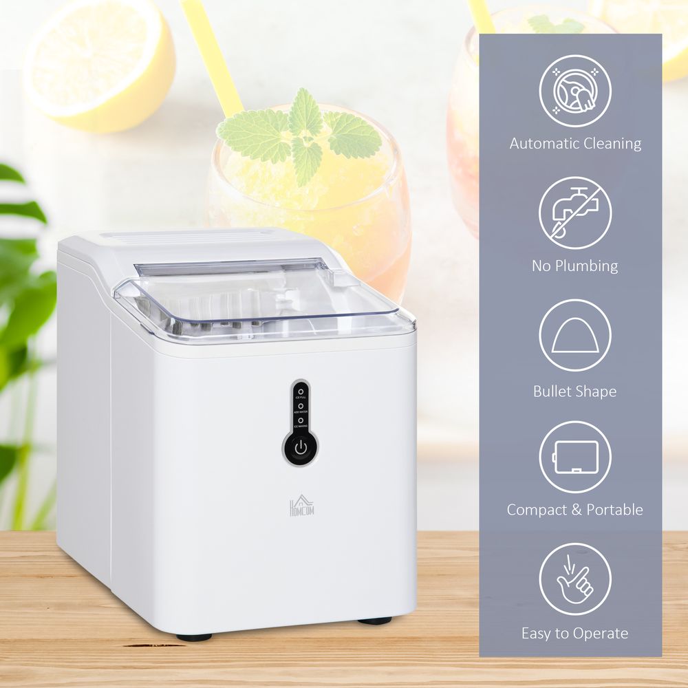 12kg Ice Maker Machine Counter Top Home Drink Equipment w/ Basket White HOMCOM