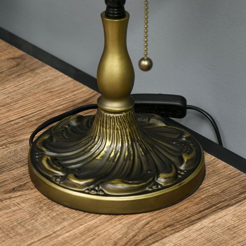 HOMCOM Stained Glass Table Lamp, for Bedroom Bedside, Bulb not Included HOMCOM