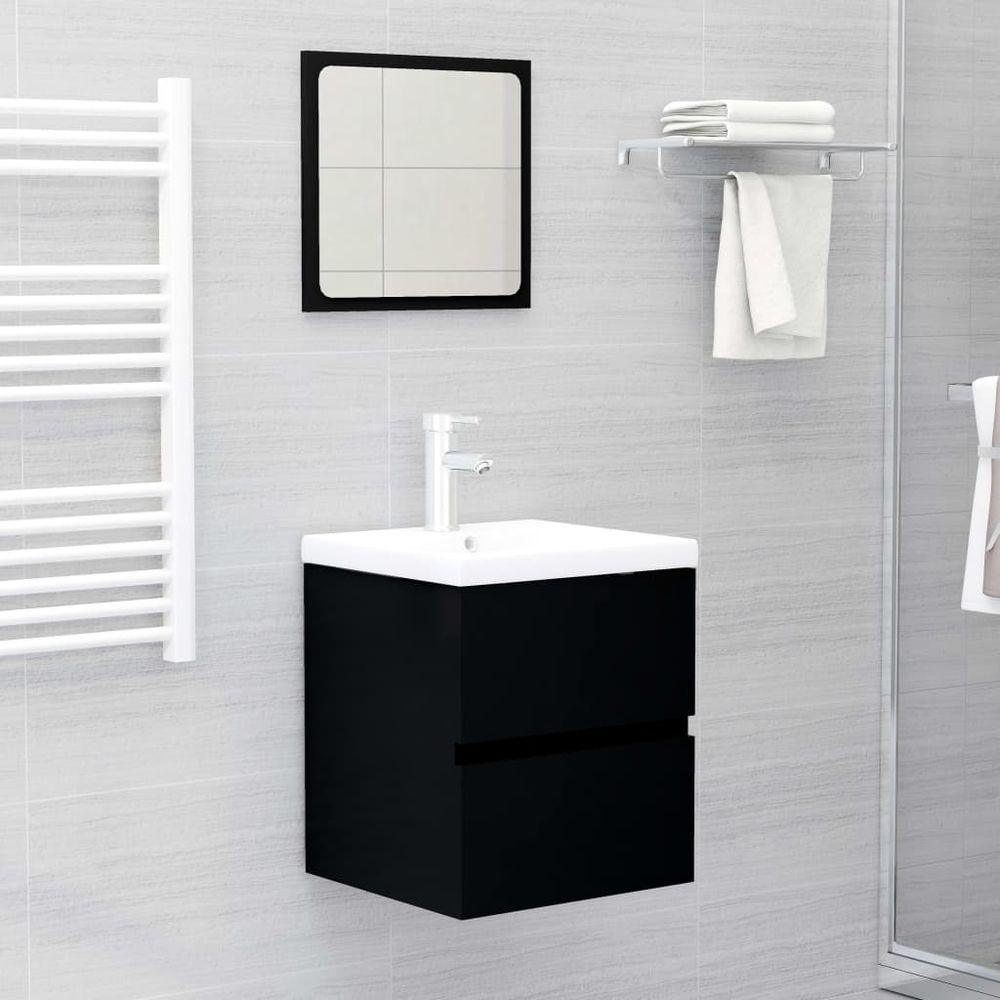 Bathroom Furniture Set Smoked Oak Engineered Wood black with faucet vidaXL