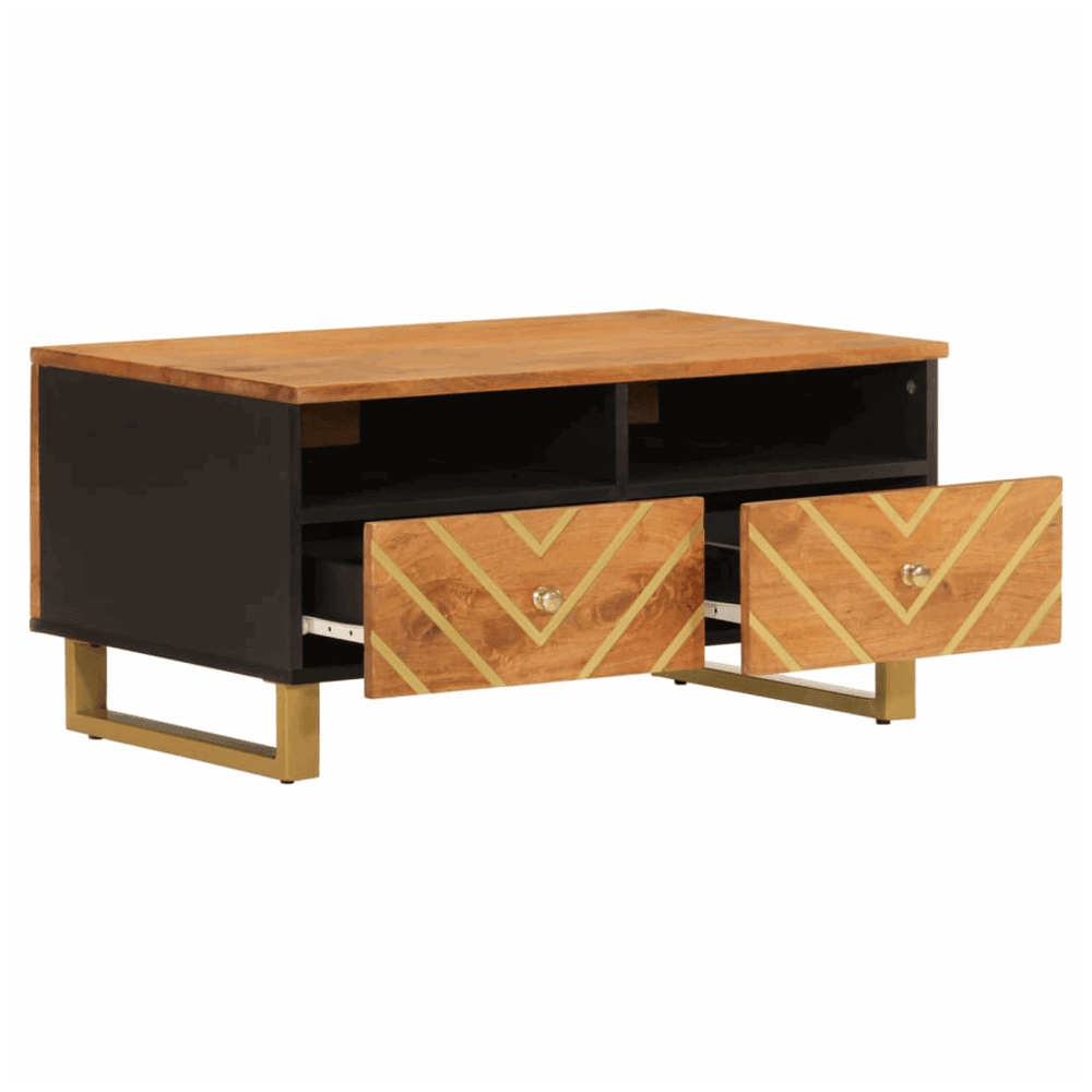 vidaXL Coffee Table Brown and Black 80x54x40 cm Solid Wood Mango vidaXL