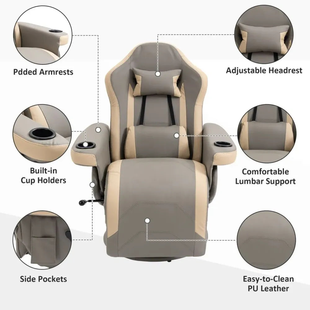 Manual Recliner Armchair PU Sofa Chair w/ Adjustable Leg Rest & 135 Degree Reclining HOMCOM