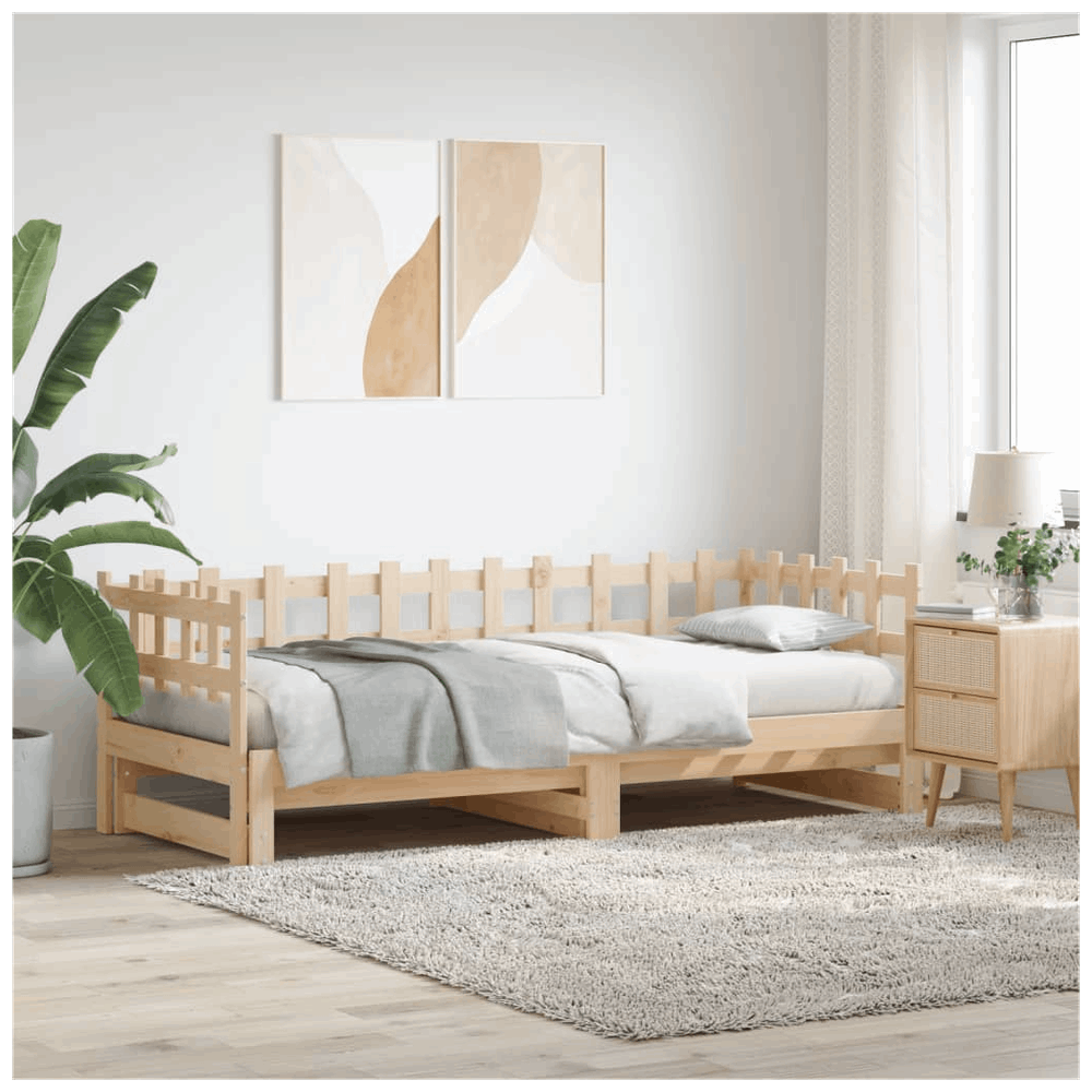 vidaXL Pull-out Day Bed 2x(80x200) cm Solid Wood Pine