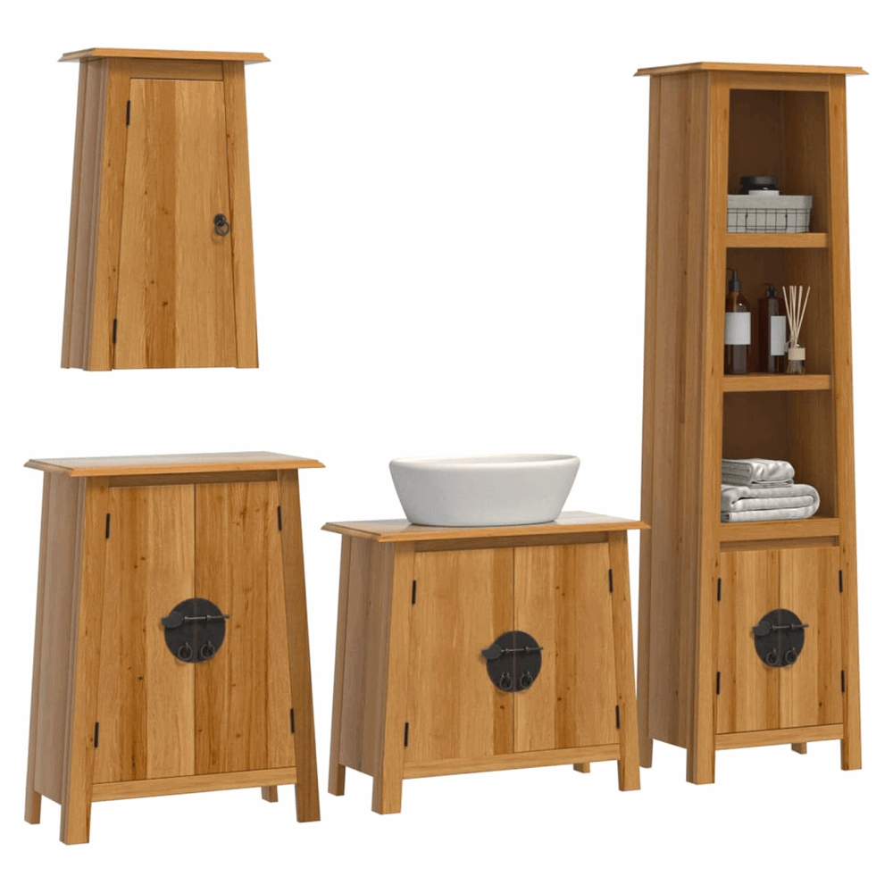 vidaXL 4 Piece Bathroom Furniture Set Solid Wood Pine vidaXL