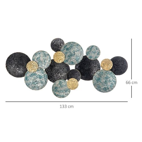 HOMCOM Minimalist Metal Wall Art Circle Home Hanging Wall Sculpture, Blue Unbranded