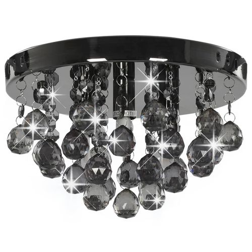 vidaXL Ceiling Lamp with Smoky Beads Black Round G9 vidaXL