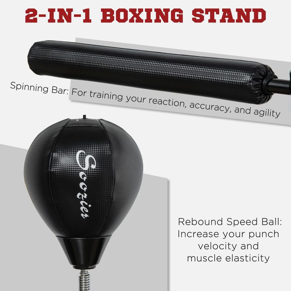 SPORTNOW Adjustable Speed Bag, Boxing Bag with Stand, Reflex Bar, Black SPORTNOW