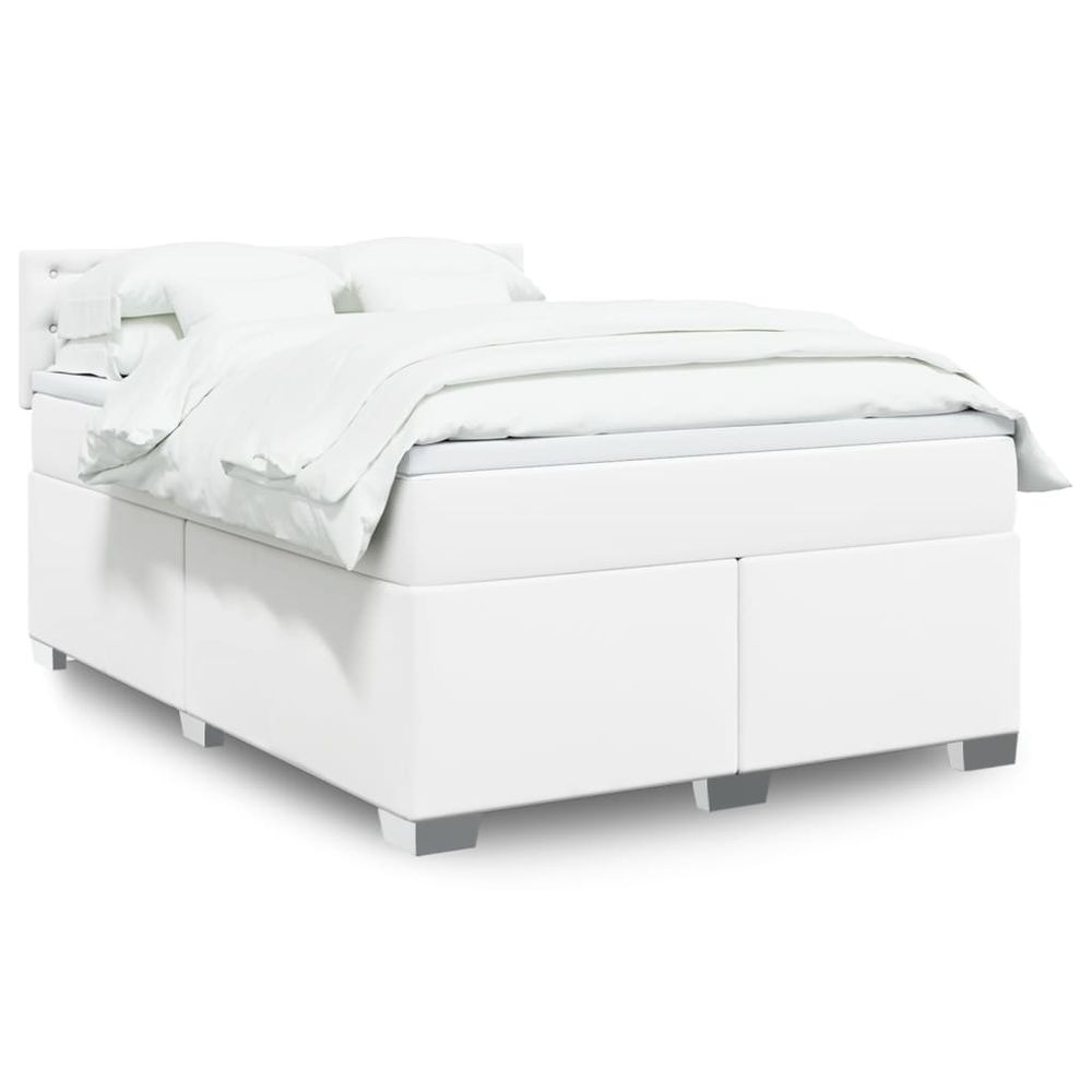 vidaXL Box Spring Bed with Mattress Cappuccino 90x190 cm Faux Leather white vidaXL