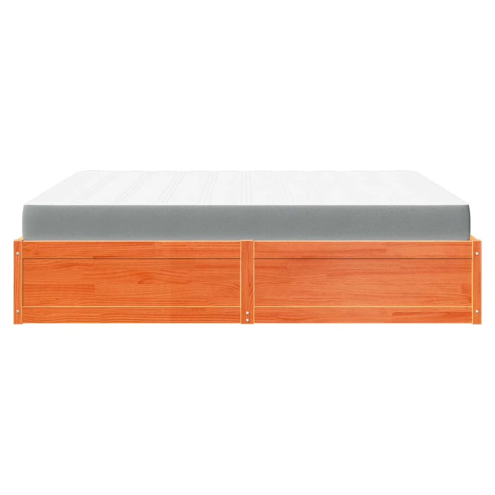 vidaXL Bed with Mattress Wax Brown 180x200 cm Super King Solid Wood Pine vidaXL