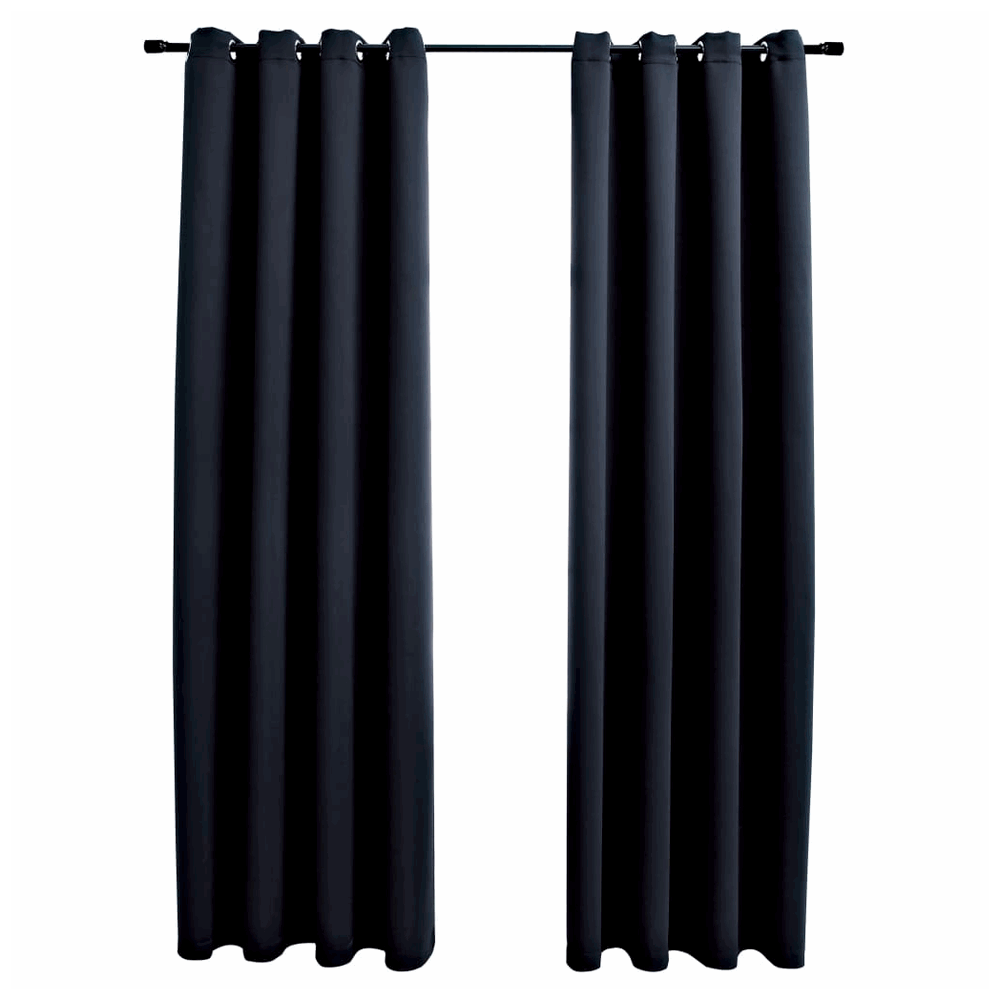 vidaXL Blackout Curtains with Metal Rings 2 pcs Black 140x175 cm vidaXL