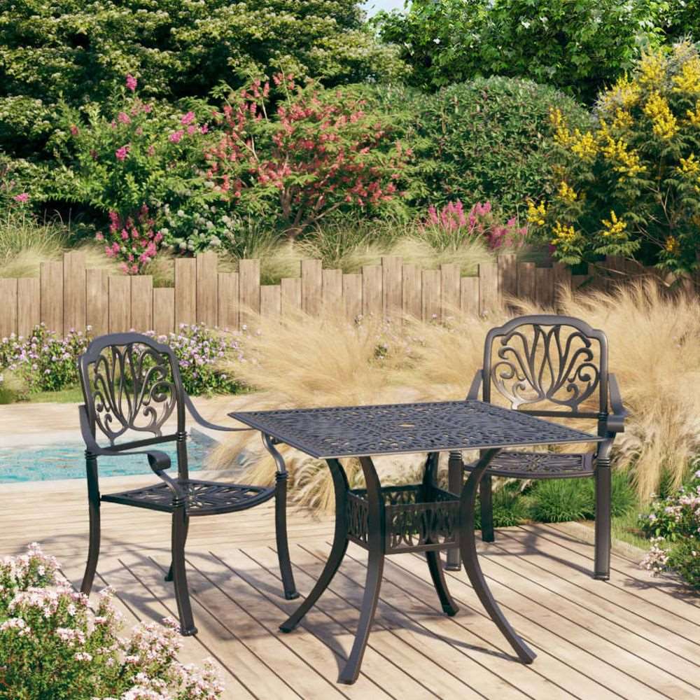 vidaXL 3 Piece Bistro Set Cast Aluminium Bronze black vidaXL