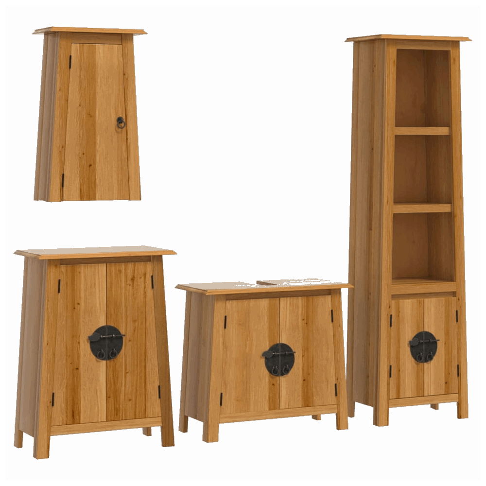 vidaXL 4 Piece Bathroom Furniture Set Solid Wood Pine vidaXL