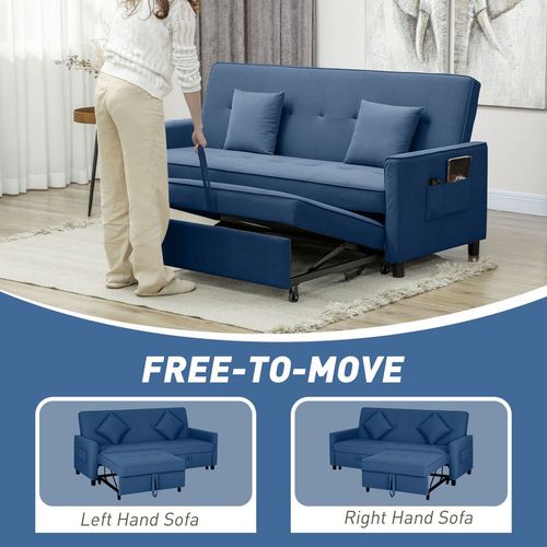 HOMCOM Reversible L-Shaped Sectional Sofa Bed with Cushions, Blue HOMCOM