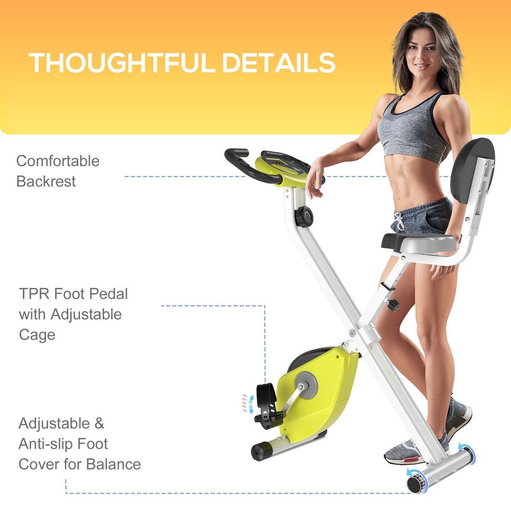 Magnetic Resistance Exercise Bike Foldable LCD Adjustable Seat Yellow HOMCOM