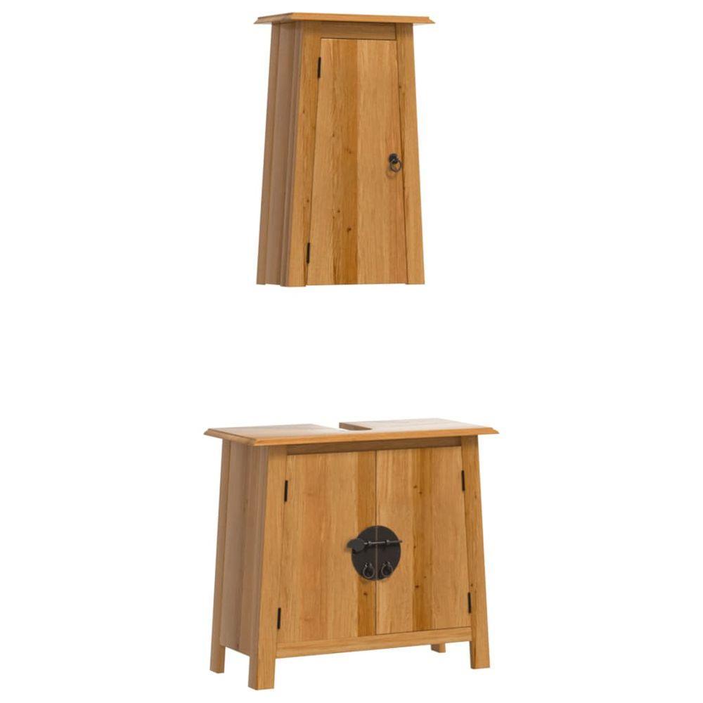 vidaXL 2 Piece Bathroom Furniture Set Solid Wood Pine vidaXL