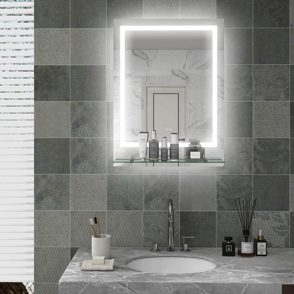 kleankin Dimmable Bathroom Mirror with LED Lights, 3 Colours, Defogging Film kleankin