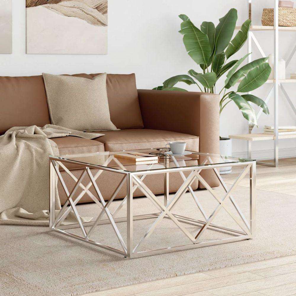 vidaXL Coffee Table 80x80x40 cm Stainless Steel and Glass vidaXL