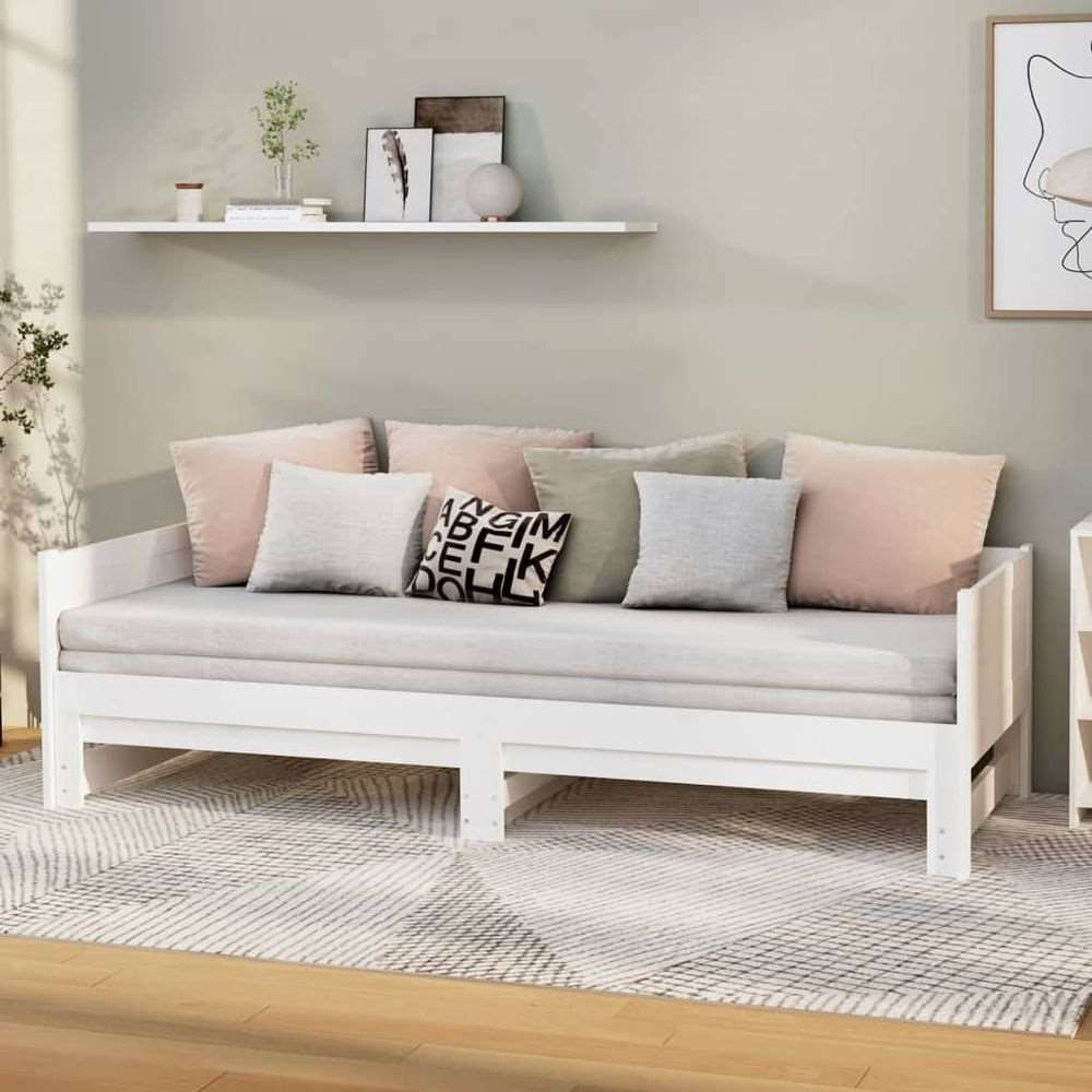 vidaXL Pull-out Day Bed Solid Wood Pine 2x(90x200) cm white vidaXL