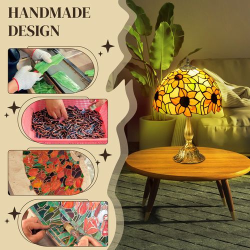 HOMCOM Antique Table Lamp, for Bedroom Bedside, Bulb not Included, Sunflower AIYAPLAY