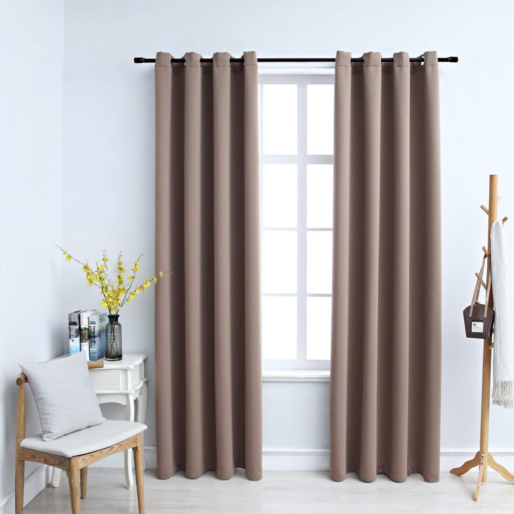 vidaXL Blackout Curtains with Metal Rings 2 pcs Black 140x175 cm vidaXL