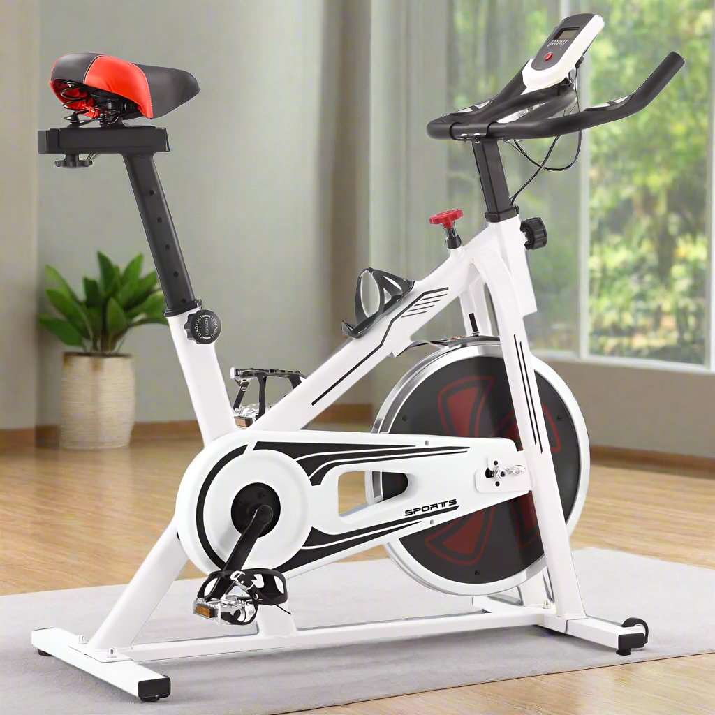 vidaXL Exercise Training Bike with Pulse Sensors White and Red vidaXL