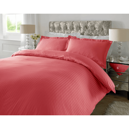 300 TC - 100% Cotton Sateen Stripe Duvet Cover Set Desert Rose Xquisite