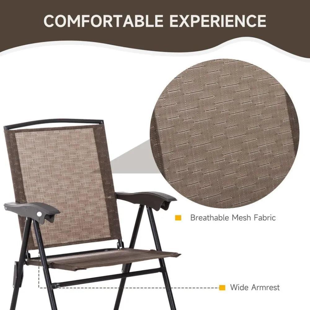 3 PCS Patio Furniture Bistro Set with Folding Chairs Tempered Glass Table Brown Unbranded