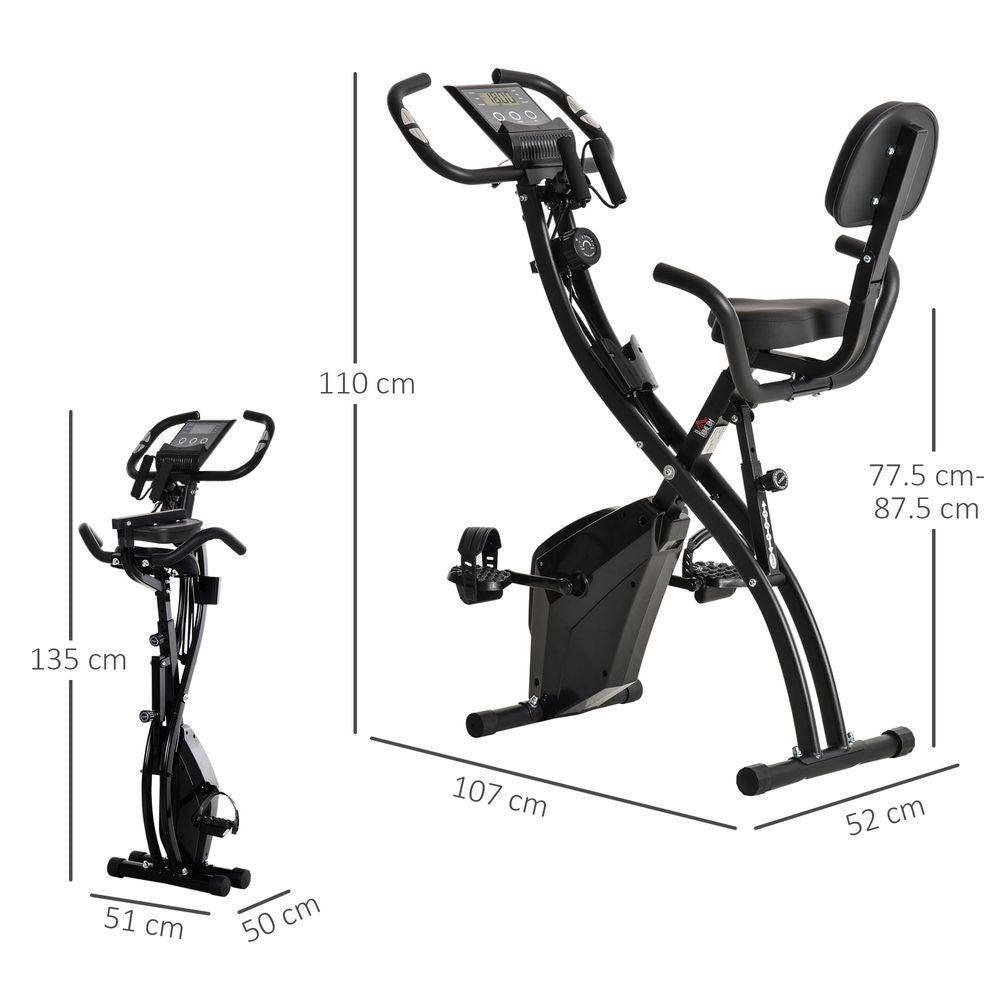 2-In-1 Upright Exercise Bike 8-Level Adjustable with Pulse Sensor Black HOMCOM Unbranded