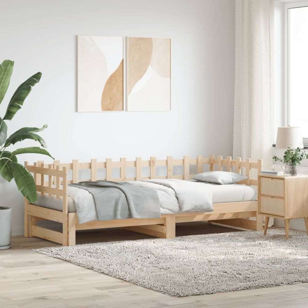 vidaXL Pull-out Day Bed 2x(80x200) cm Solid Wood Pine