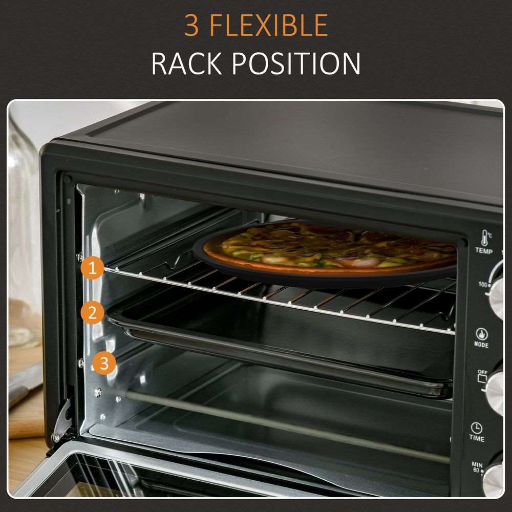 Mini Oven, 21L Grill, Toaster Timer, Baking Tray and Wire Rack, 1400W HOMCOM