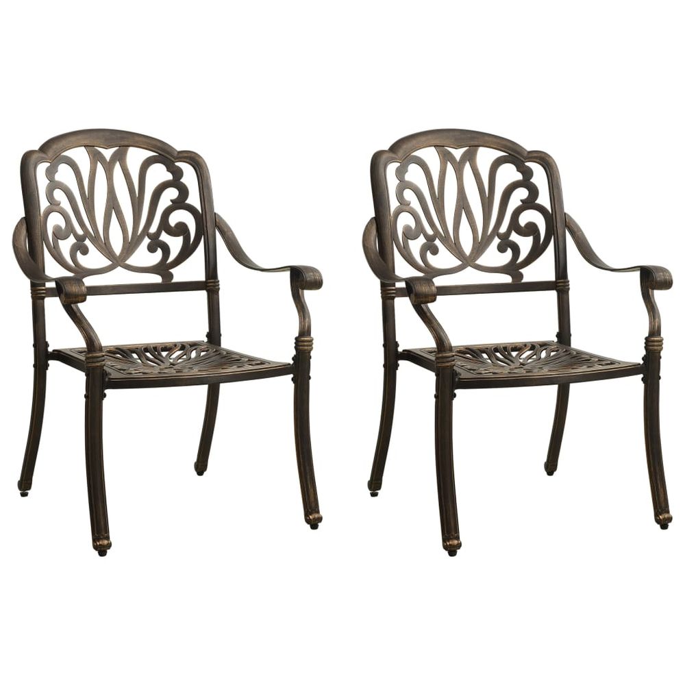 vidaXL 3 Piece Bistro Set Cast Aluminium Bronze vidaXL