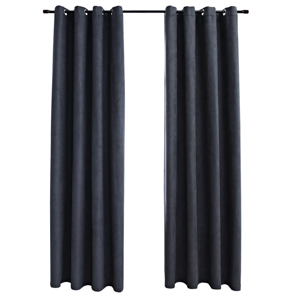 vidaXL Blackout Curtains with Metal Rings 2 pcs Anthracite 140x175 cm vidaXL