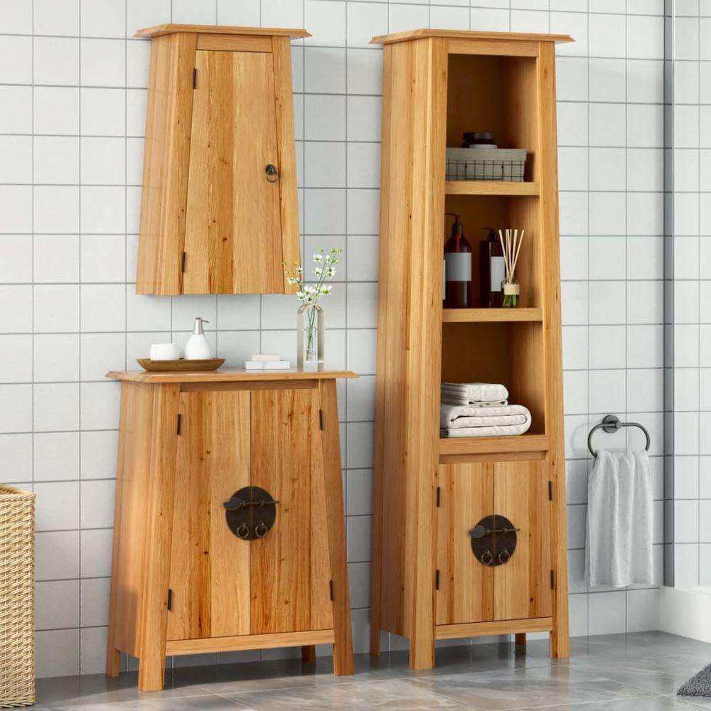 vidaXL 4 Piece Bathroom Furniture Set Solid Wood Pine tall cabinet + side cabinet + wall cabinet vidaXL