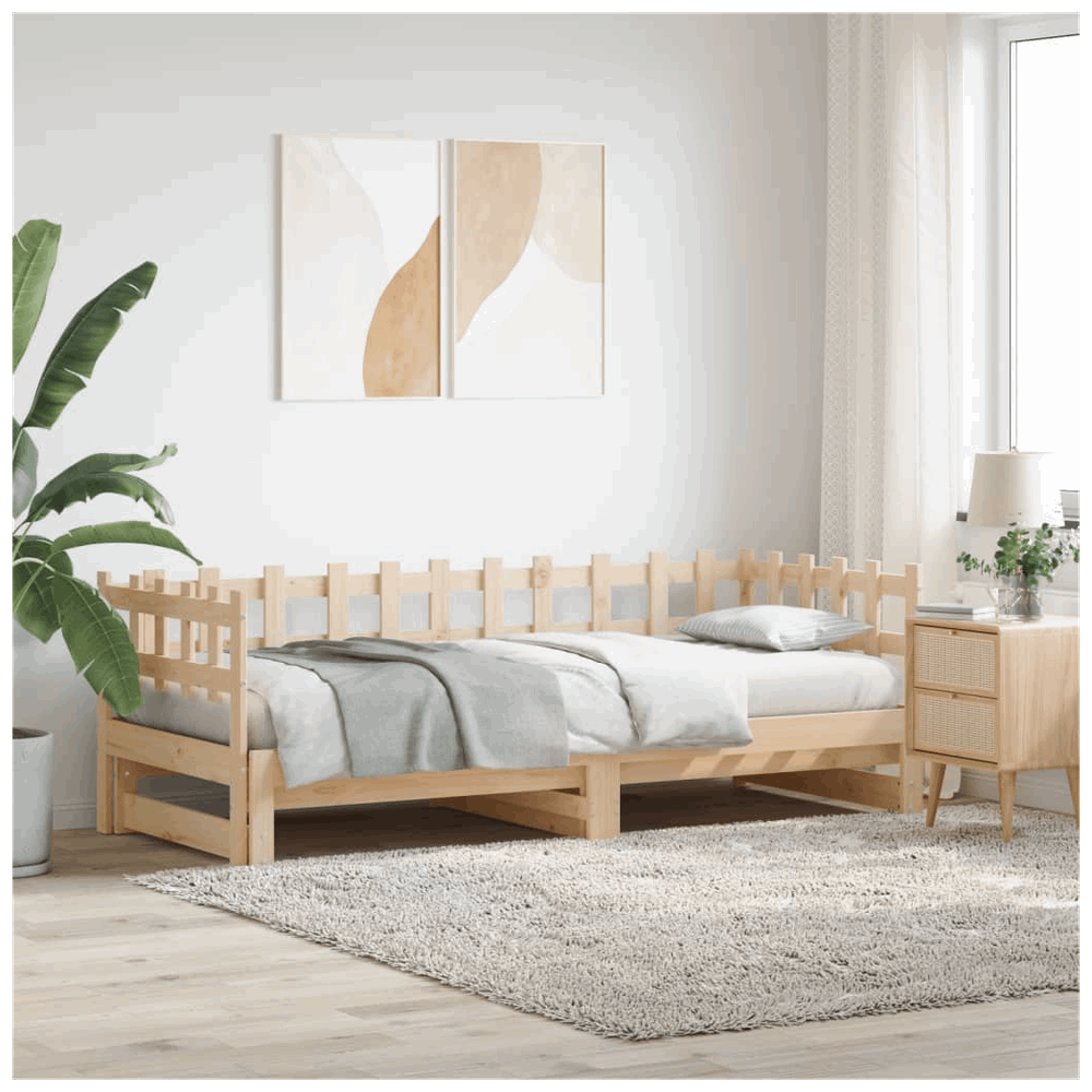 vidaXL Pull-out Day Bed 2x(80x200) cm Solid Wood Pine vidaXL