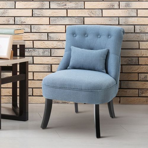 Fabric Single Sofa Dining Chair Upholstered W/ Pillow Solid Wood Leg Living Room HOMCOM