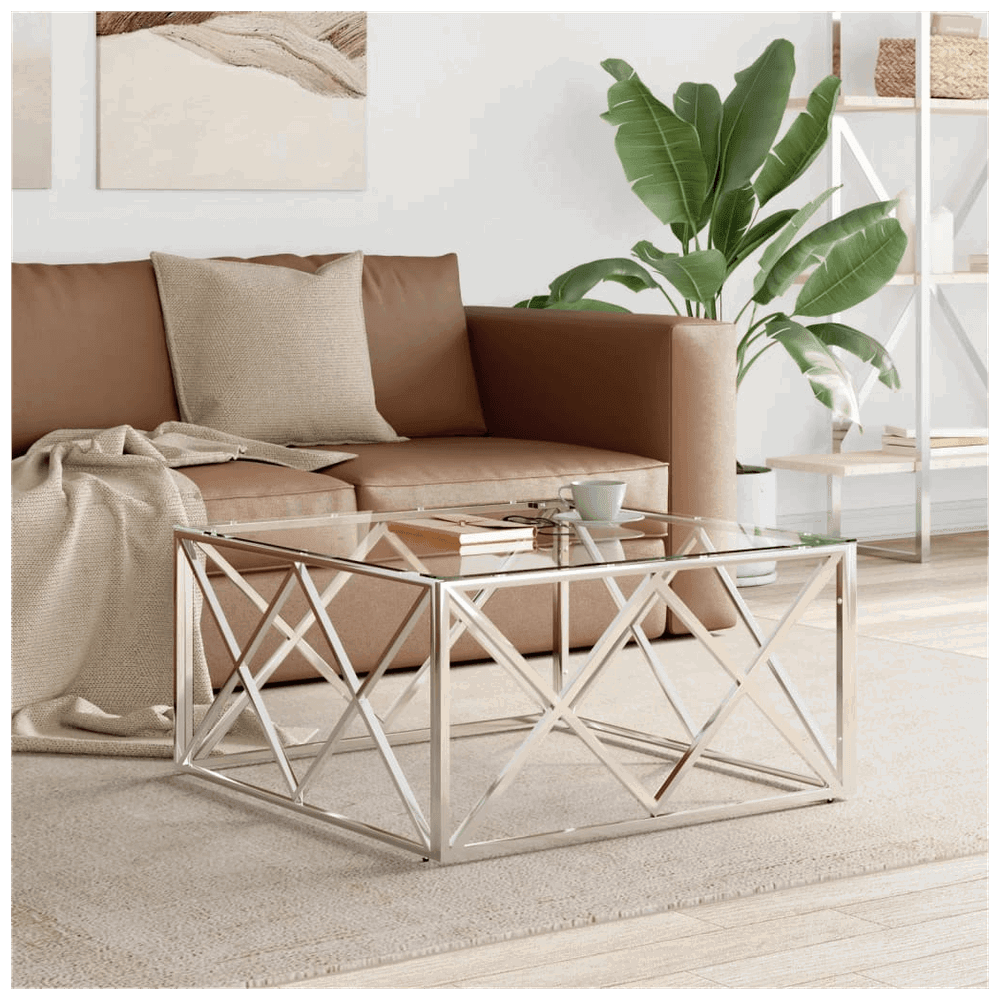 vidaXL Coffee Table 80x80x40 cm Stainless Steel and Glass vidaXL