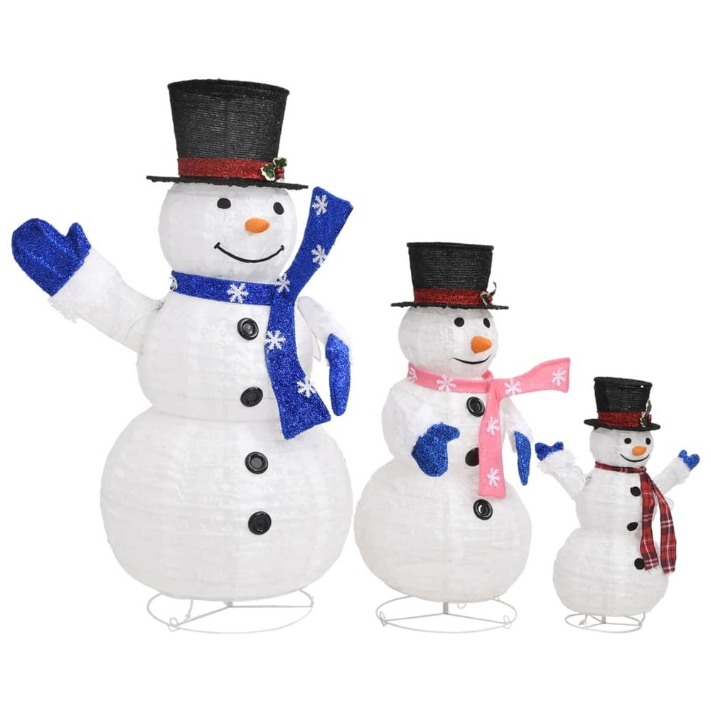 Decorative Christmas Snowman Family Figures with LED Luxury Fabric vidaXL