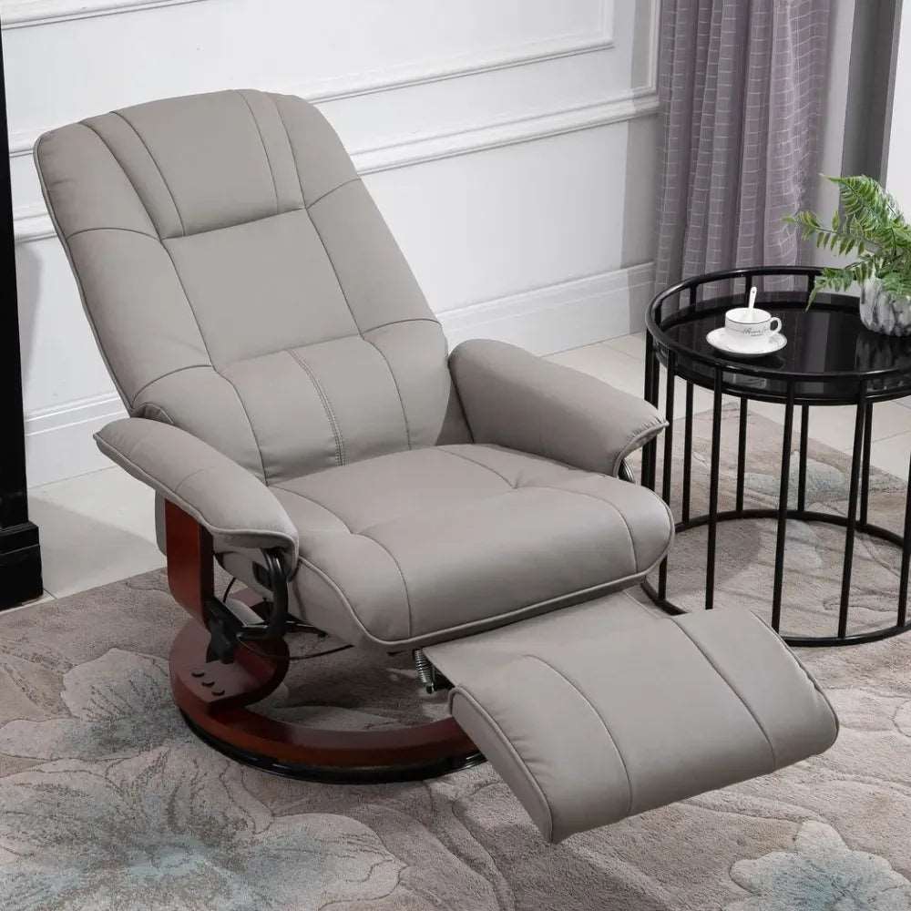 Ergonomic Recliner Sofa Chair PU Leather Armchair Lounger with Footrest, Grey Unbranded