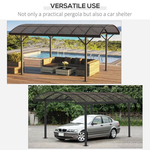 5 x 3m Hardtop Aluminium Gazebo Pergola Polycarbonate Roof, Brown Outsunny