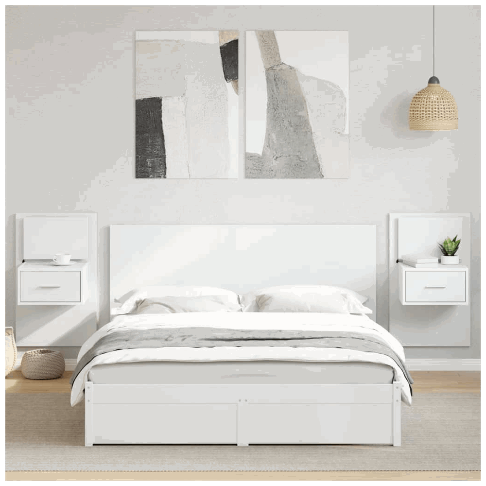 vidaXL Bed Headboard with Cabinets White 160 cm Engineered Wood vidaXL