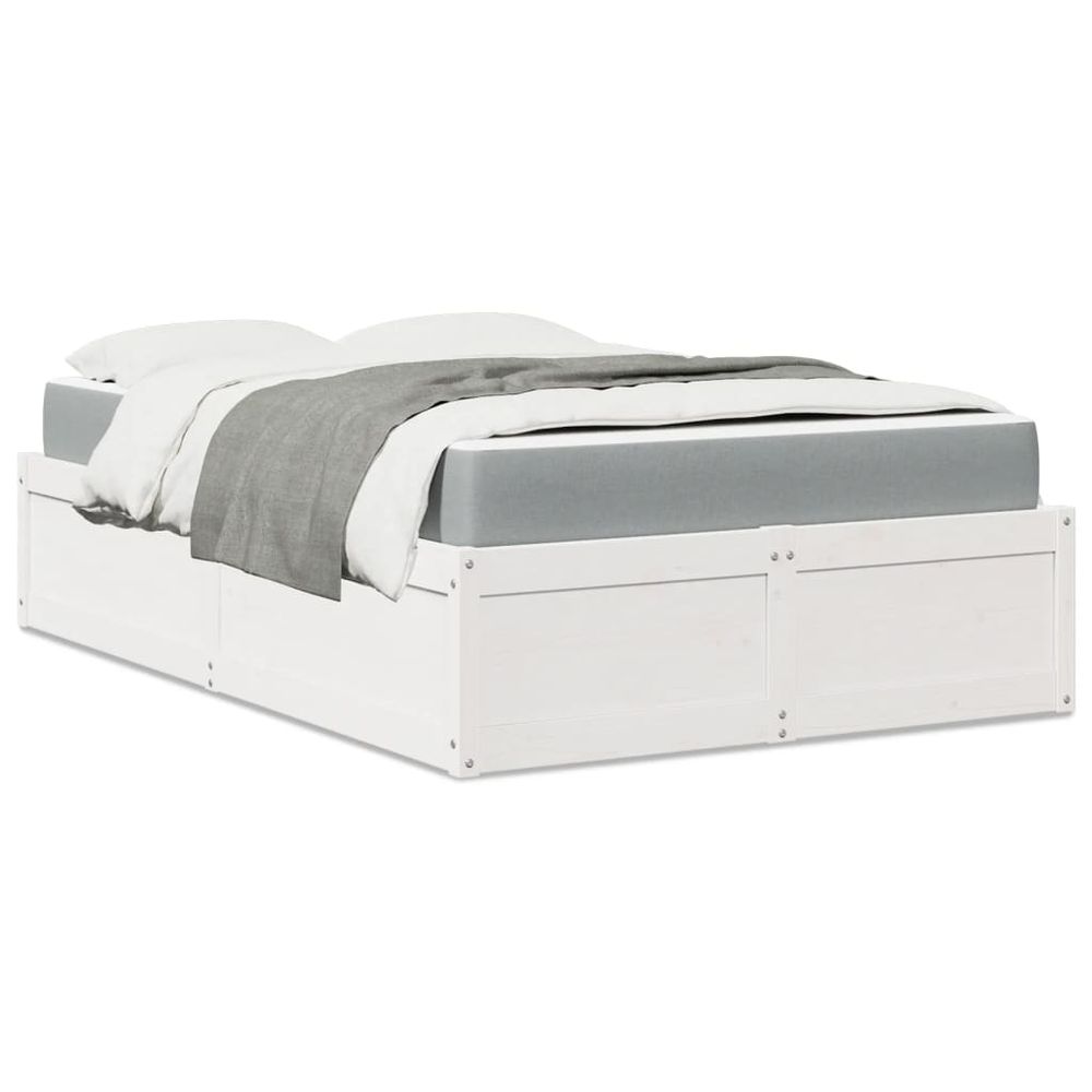 vidaXL Bed with Mattress White 120x200 cm Solid Wood Pine vidaXL