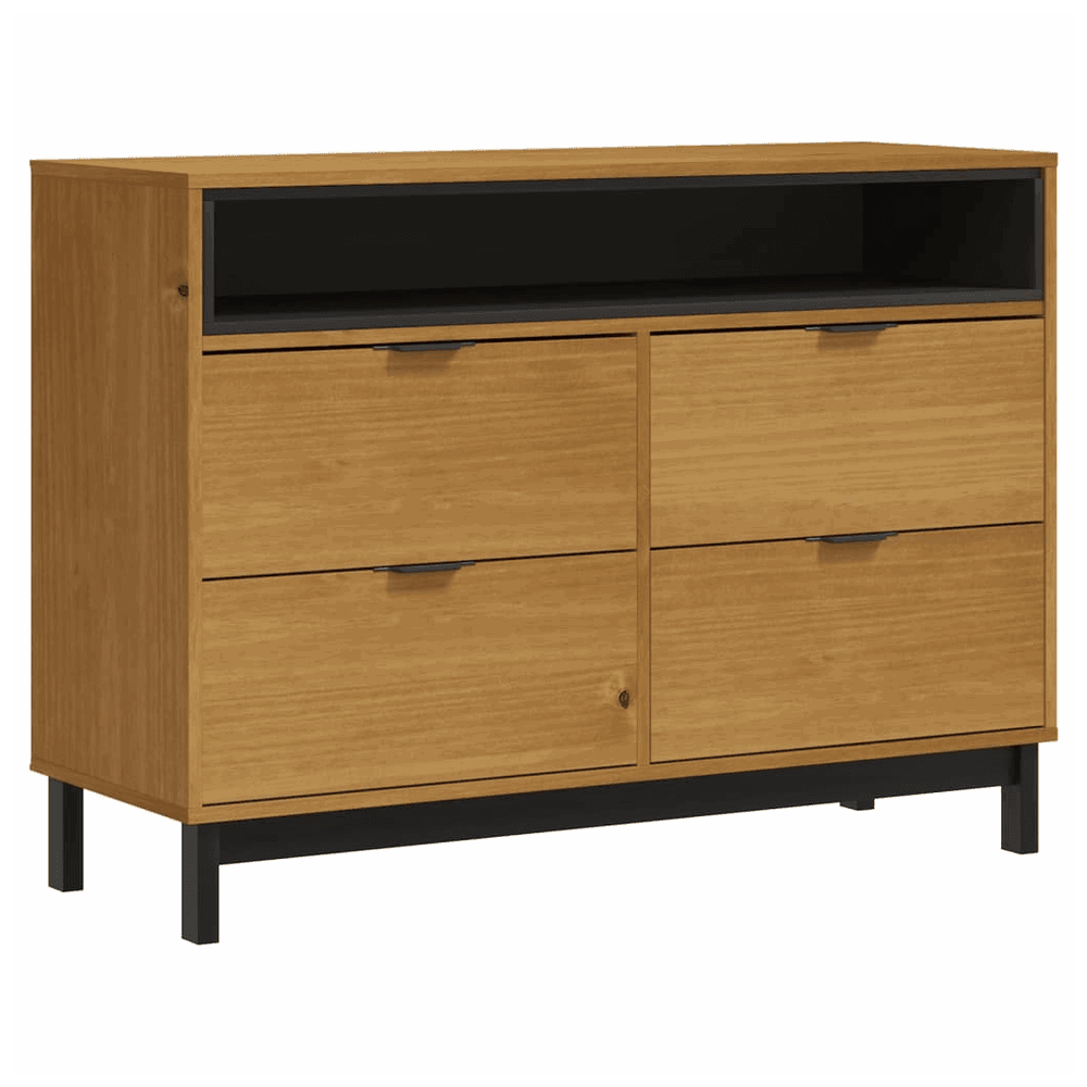 vidaXL Drawer Cabinet FLAM 110x40x80 cm Solid Wood Pine vidaXL