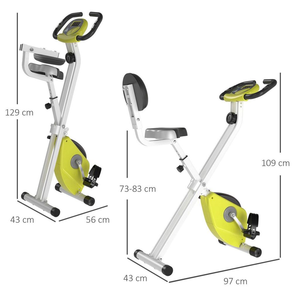 Magnetic Resistance Exercise Bike Foldable LCD Adjustable Seat Yellow HOMCOM