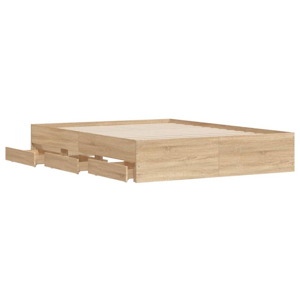 vidaXL Bed Frame with Drawers Sonoma Oak 140x190 cm Engineered Wood vidaXL