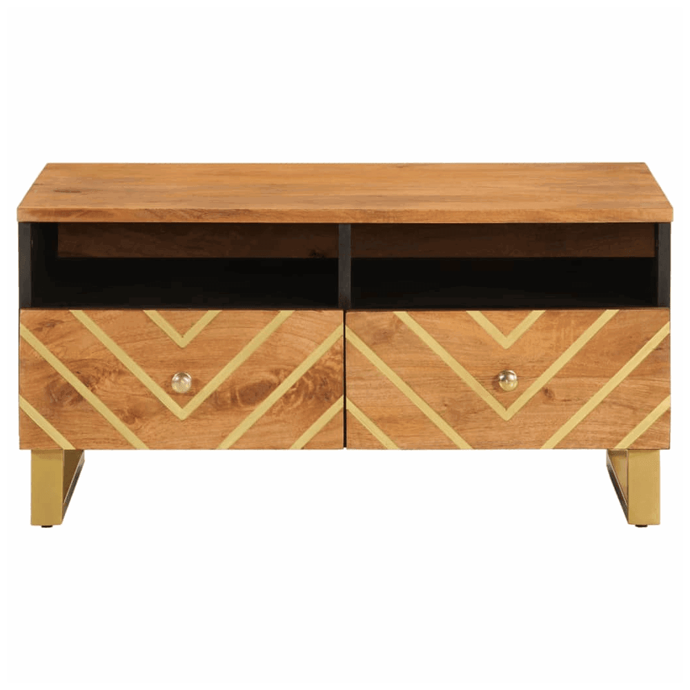 vidaXL Coffee Table Brown and Black 80x54x40 cm Solid Wood Mango vidaXL