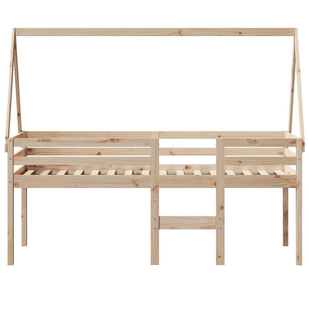 vidaXL High Sleeper Bed with Roof 90x200 cm Solid Wood Pine vidaXL