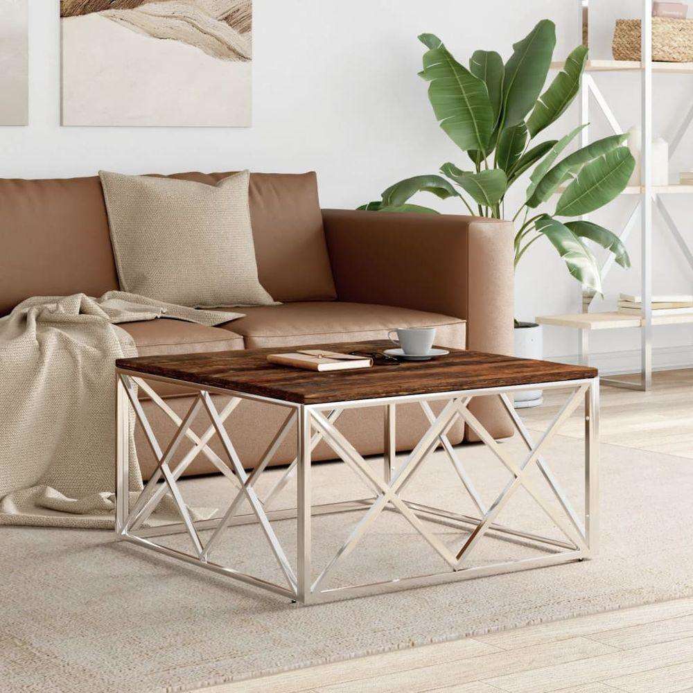 vidaXL Coffee Table 80x80x40 cm Stainless Steel and Glass silver vidaXL