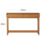 Fishe and Lilly Console Table in natural wood finish with two drawers and dimensions 120cm x 80cm